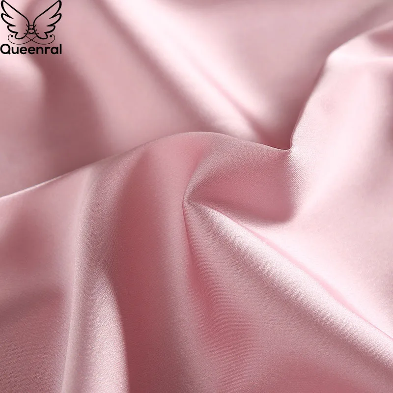 Queenral 4 шт. пижамный комплект атласные пижамы женские с нагрудники Pijama длинным