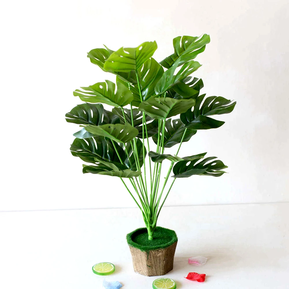 1 букет/18 листьев искусственные шелковые пальмы Monstera листья растения для