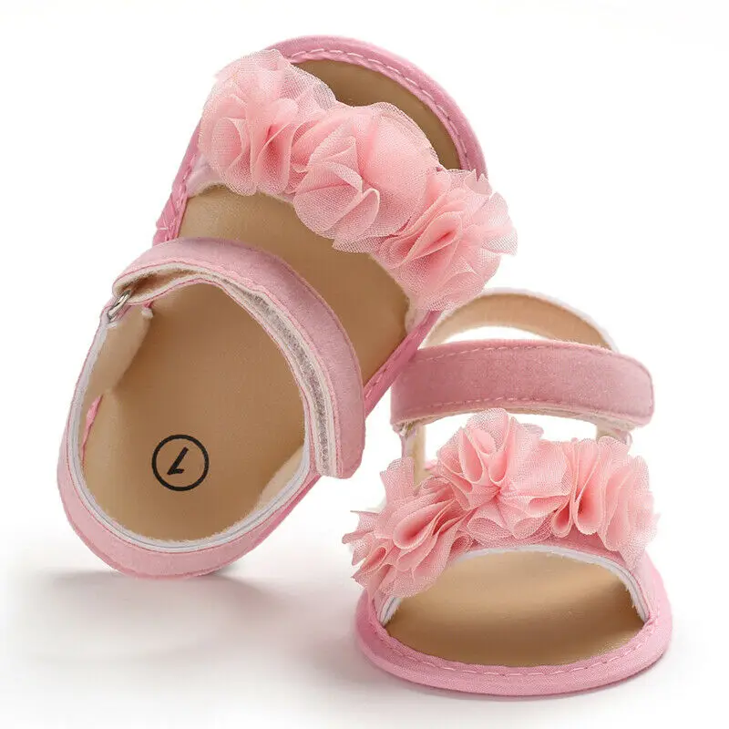 

Summer 2019 New Infant Newborn Baby Girls Shoes Lace Flower Toddlers Sandals Cute Beach Shoes