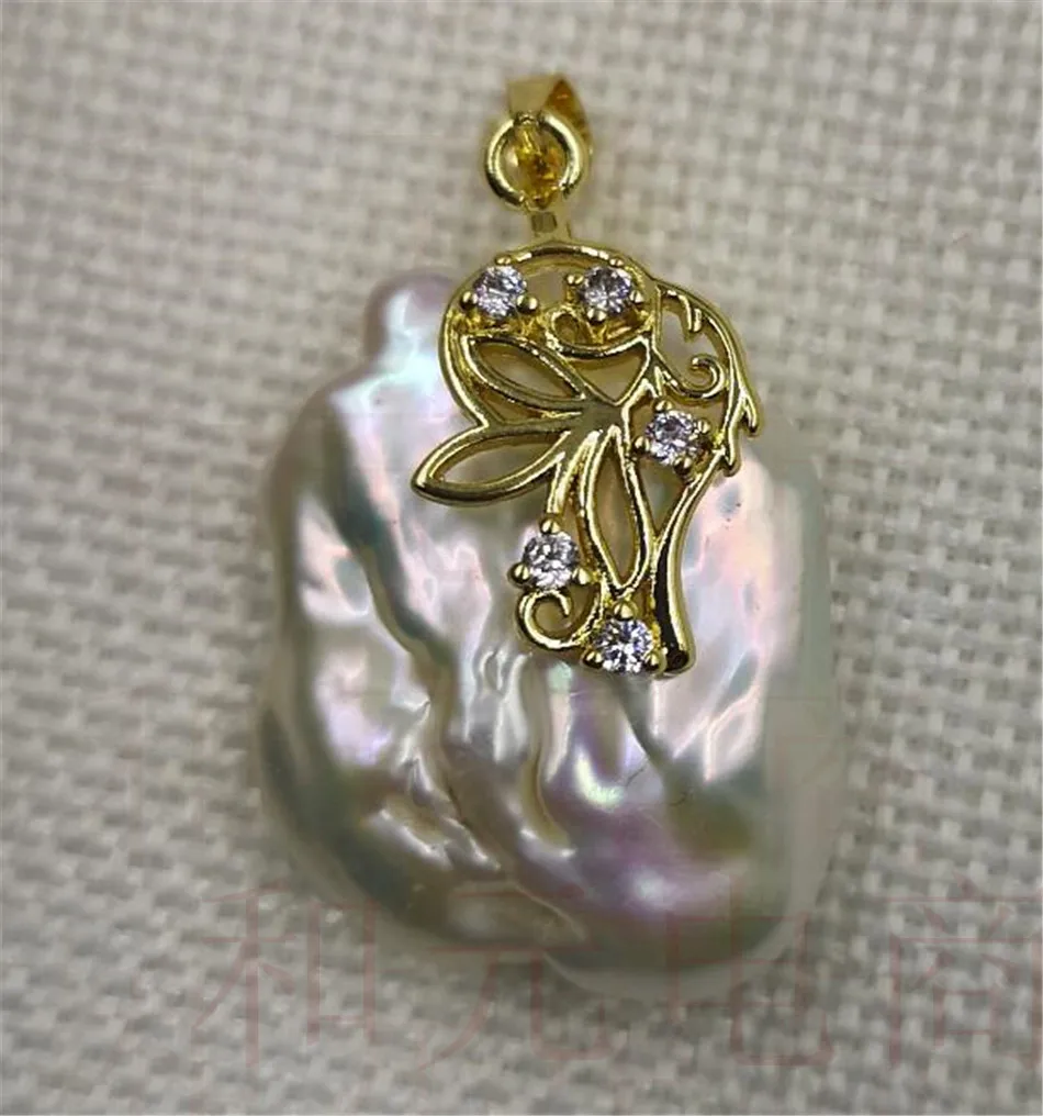 

NECKLACE DIY gorgeous hand-made elegant GOLD Natural HUGE 20-25MM White PEARL PENDANT flawless Mesmerizing AAA+ Luxury