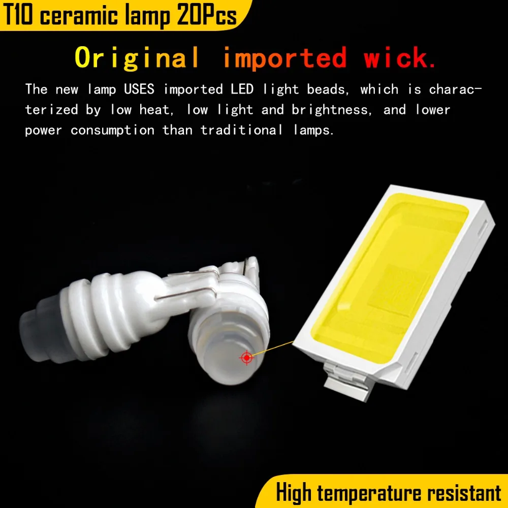 20 шт. Canbus без ошибок светодиодный T10 W5W 3SMD 3030 147 5050 5630 C0B подсветка багажника для