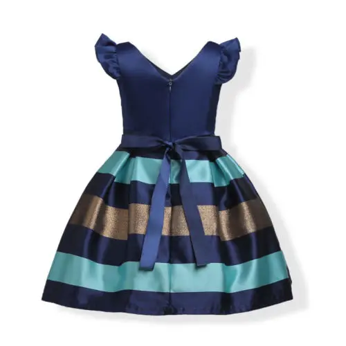 Toddler Kids Girl Summer Sleeveless Cotton Clothes Bowknot Striped Pageant Party Formal Gown Dresses Fashionable | Детская одежда и