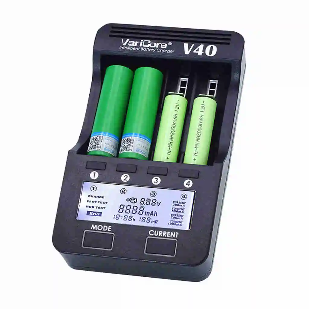 Varicore V40 ЖК извилистый е сигалреты Батарея Зарядное устройство 3 7 V 18650 26650 18500 16340 14500