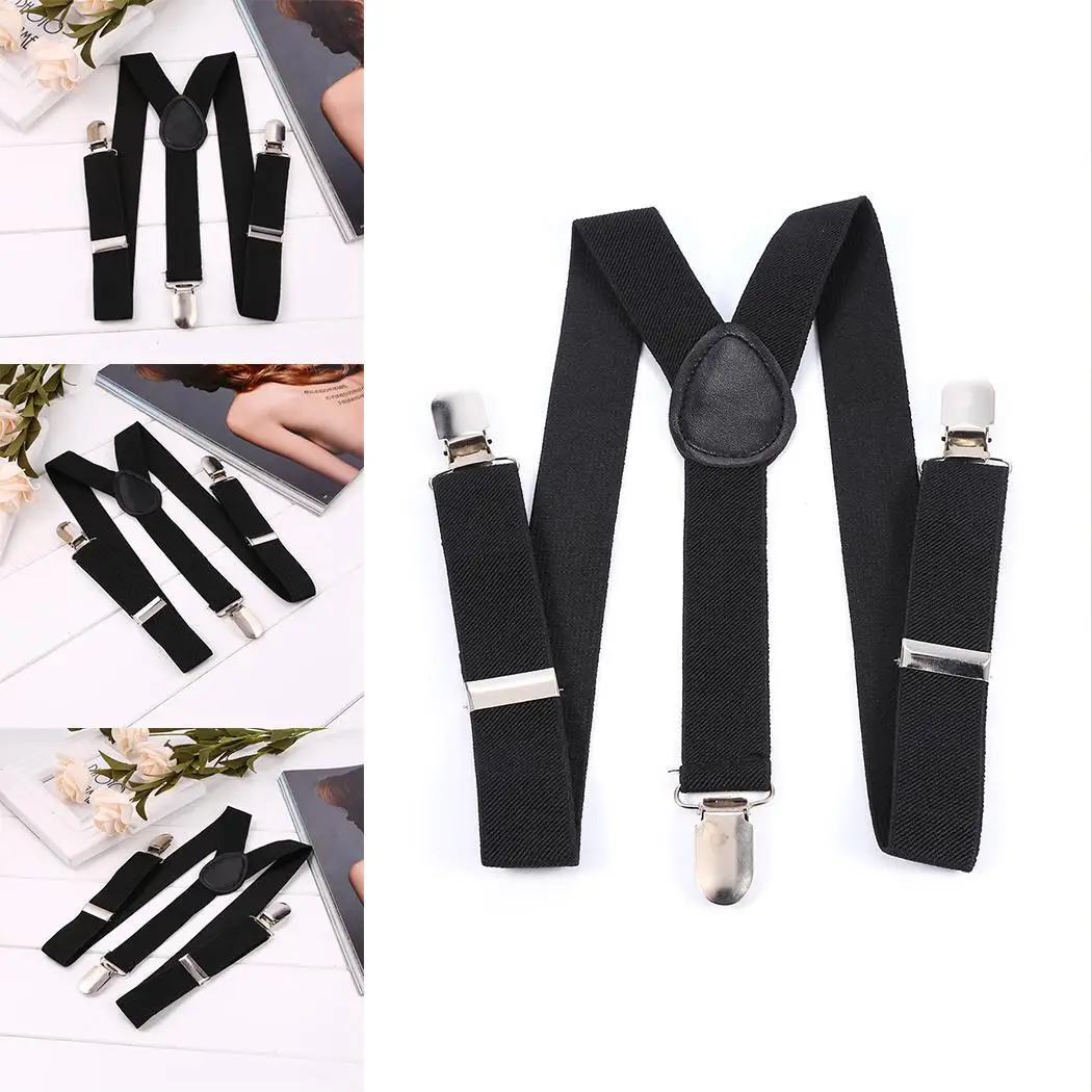 Unisex Children Fashion Y Shape Adjustable Elastic Braces 2.5cm/1inch Suspenders Black | Аксессуары для одежды