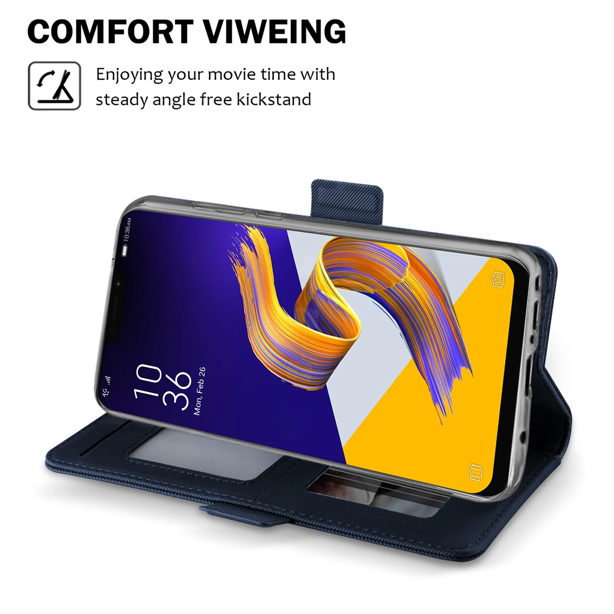 Чехол для телефона Asus ZenFone 5 ZE620KL с зеркальной подставкой и карманом карт