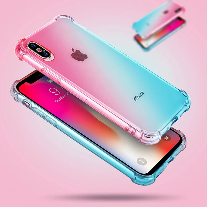 Цветной чехол для телефона iPhone 7 8 6 6splus ультратонкий прозрачный мягкий из ТПУ X Xr Xs