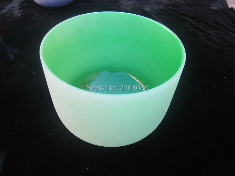 

8" F# Heart Chakra Green Color Quartz Crystal Singing Bowl with free suede and o-ring