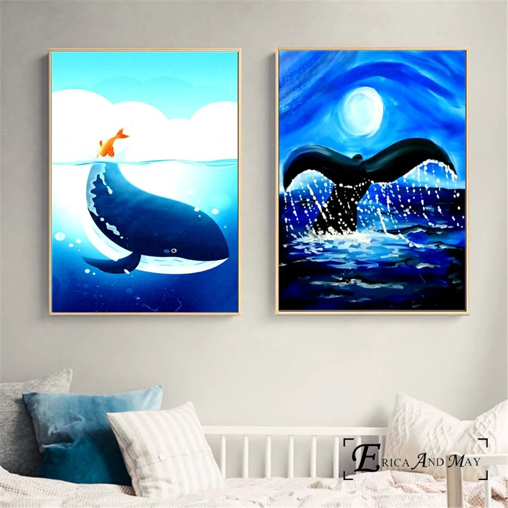 

Cartoon Whale Sea Animal Abstract Posters and Prints Canvas Art Painting Wall Pictures For Living Room Home Decorative No Frame