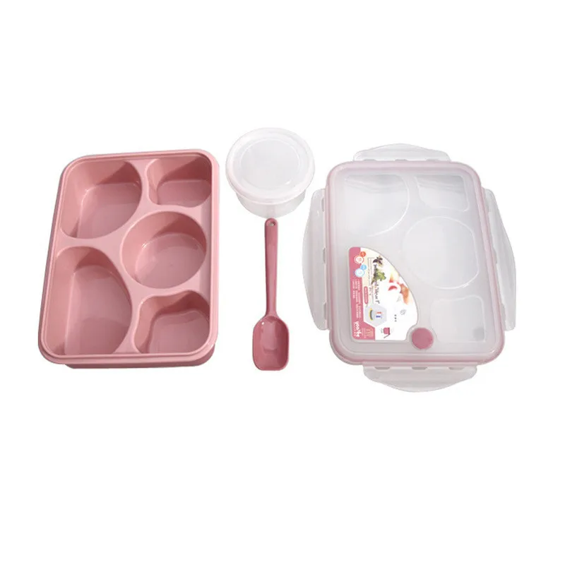 5 ячеек 1000 мл герметичная здоровая пластиковая коробка для ланча прочная