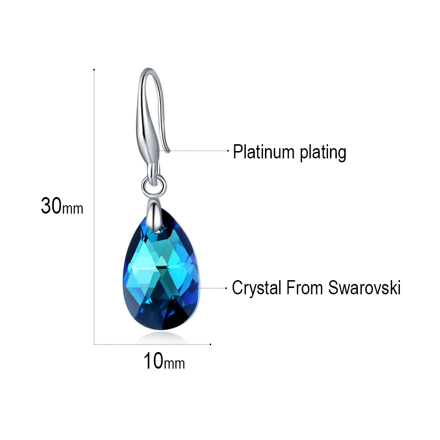 Женский комплект украшений Malanda из колье и сережек капель с кристаллами Swarovski для