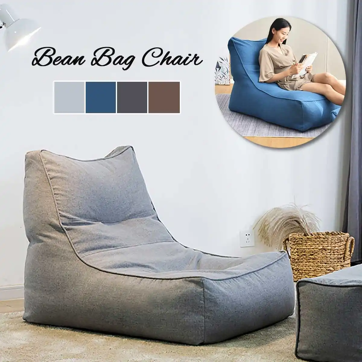 Чехлы для диванов Lazy BeanBag стулья без наполнителя из льняной ткани мешок пуф