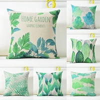 green leaf pillow case throw pillowcase cotton linen printed pillow covers for office home