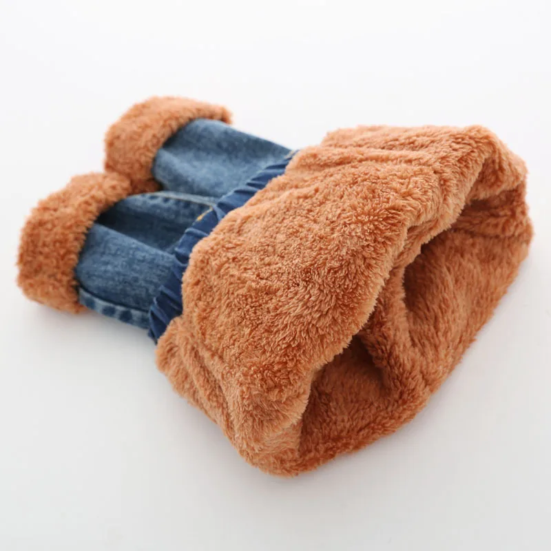 

2019 Winter New Korean Kids thick warm denim pants Jeans baby boy girl jeans 2-6 years with Velvet Cowboys Pants Infants Jeans