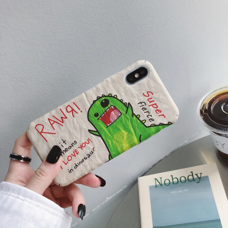 Модный милый зеленый динозавр мультфильм аниме Полный Чехол для iPhone X XS XR XSMax 8 7 6
