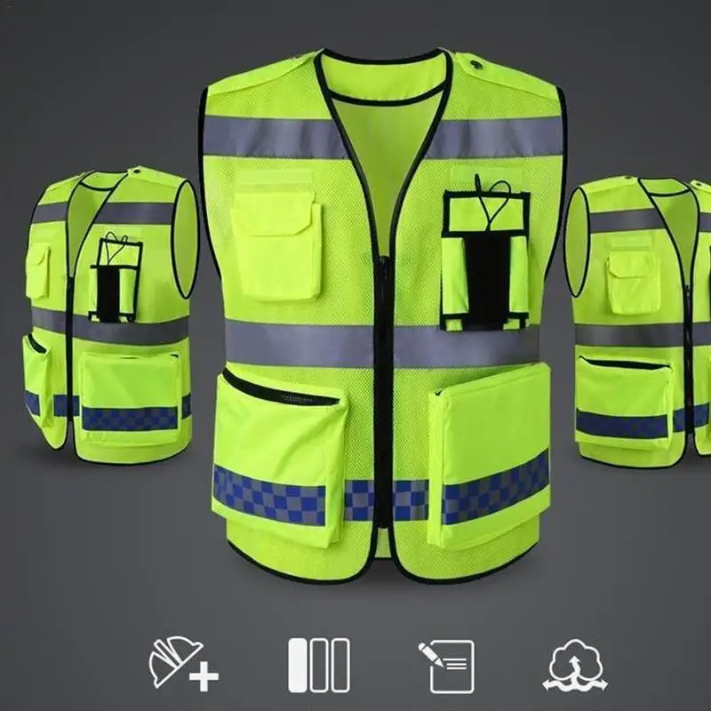 Уличная Ночная езда бег Hi Vis жилет безопасности Светоотражающая куртка для