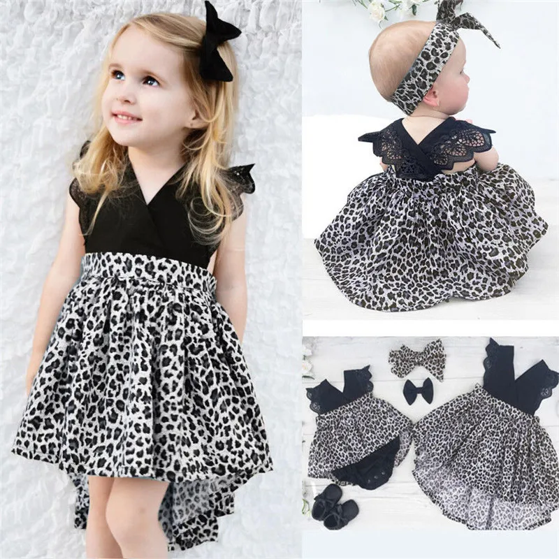 

2019 New Summer 0-7Y Casual Baby Girls Kid Lace Dress Party Pageant Tutu Dresses Headband Newborn Baby Girl Clothes Cotton