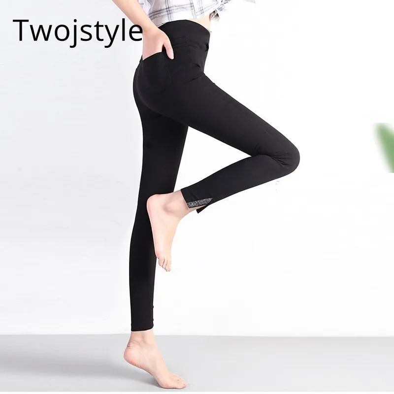 Twojstyle осень зима элегантный стрейч брюки для девочек Дамская мода плотные