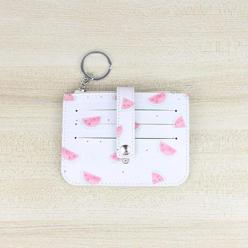 Small Fresh Fruits Change Purse Women PU Skin Bank Transit Card Key Buckle Coin Bag Printing Middle Soft Wallet | Багаж и сумки