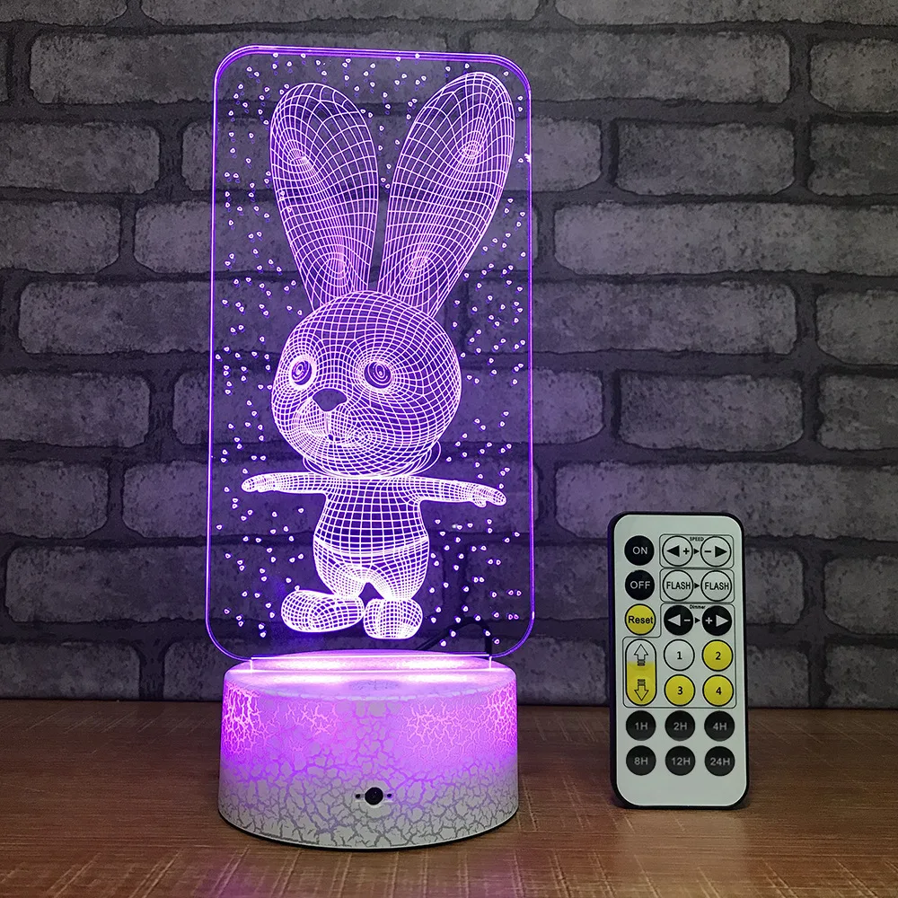 Электронные продукты мультяшный 3D светильник милый кролик светодиодный Usb