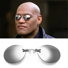 Очки солнцезащитные мужские без оправы, Модные Винтажные мини-очки с круглыми линзами, с зажимом для носа, без оправы, с матрицей Morpheus, UV400