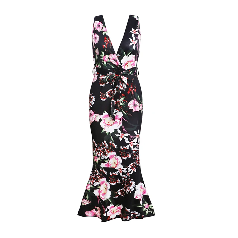 Женское платье бодикон Boho футляр на тонких бретельках с треугольным вырезом лето