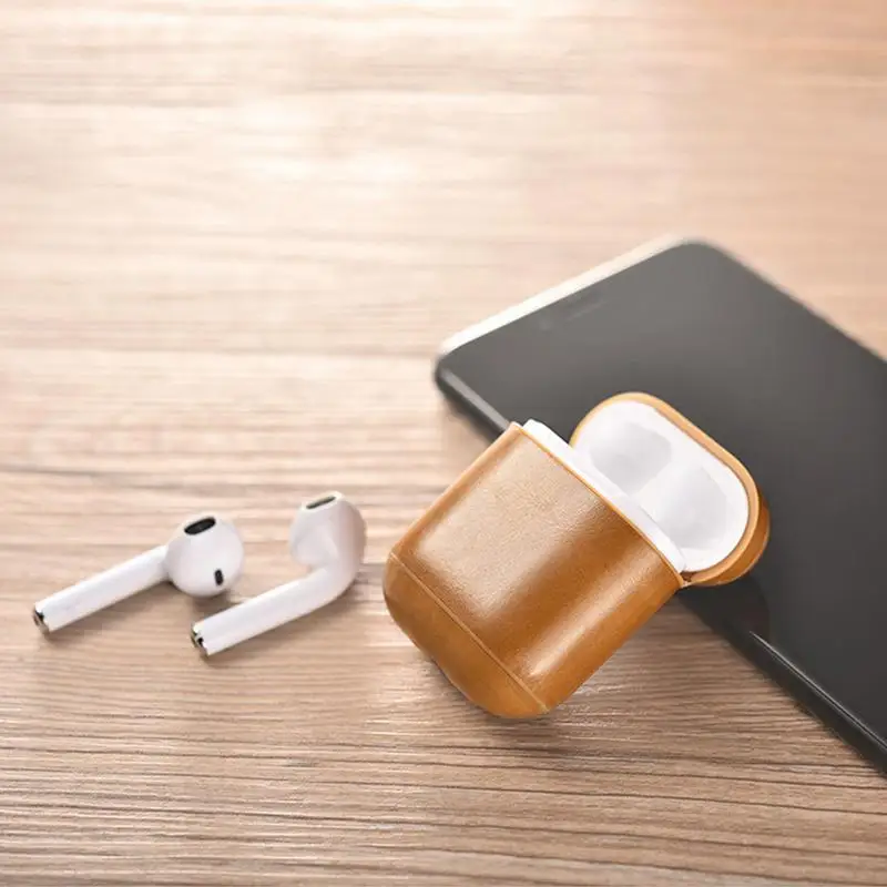2019 натуральная кожа чехол для гарнитуры защитный AirPods зарядки новый