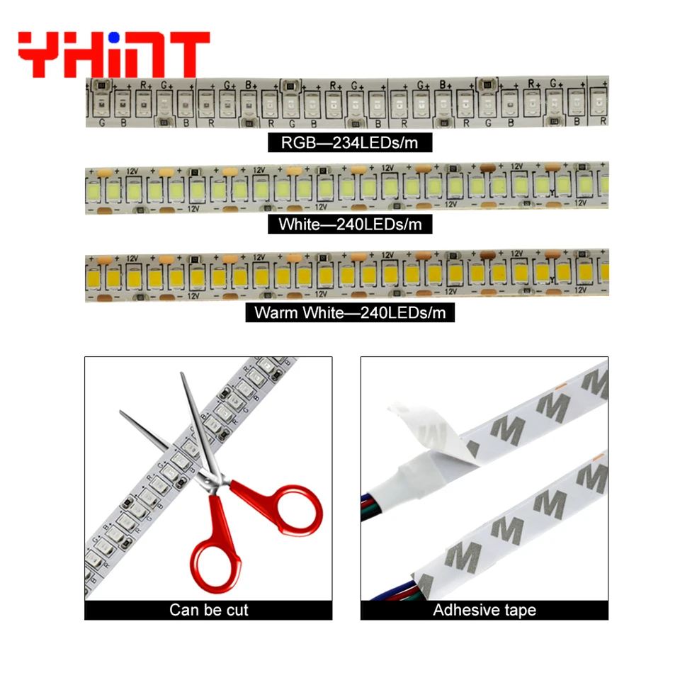 Светодиодная лента 3528 теплый белый SMD 240 LED/m RGB 234 IP65 Водонепроницаемый DC12V гибкий