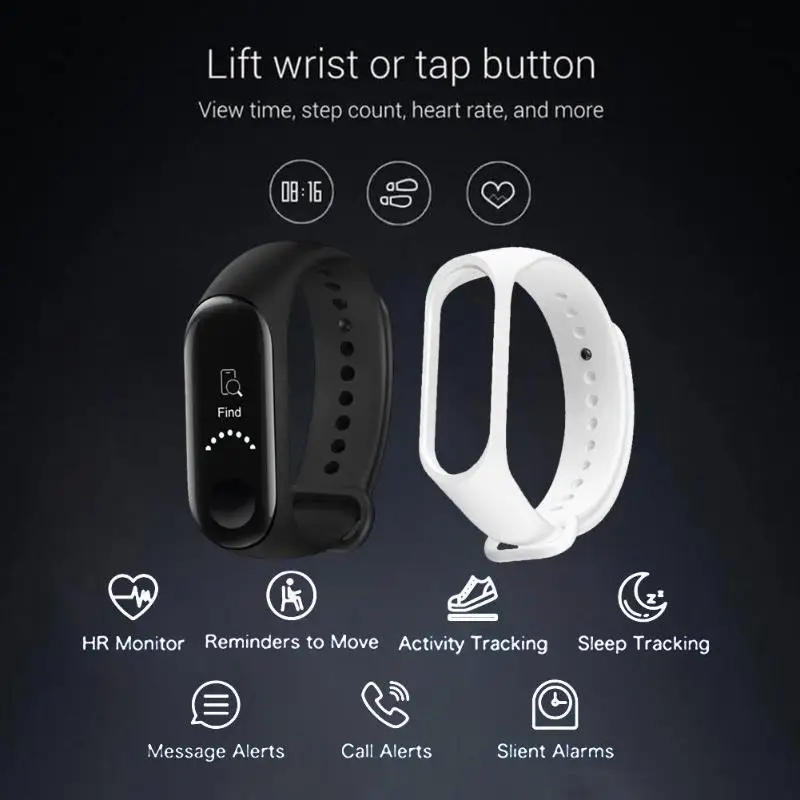 Mi Band 3 OLED экран 50 м водостойкий Смарт часы ремешок браслет|Смарт-браслеты| |