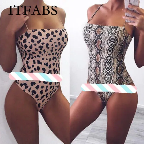 ITFABS New Fashion Leopard Printed Sexy Bodysuit Women Lady Skinny Party Leotard Brazilian Underwire Bathing Suit Swimming | Спорт и
