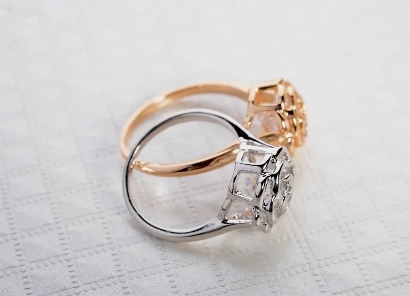Visisap Rose Gold Цвет кольца для женщин Белый циркония инкрустация кольцо модное