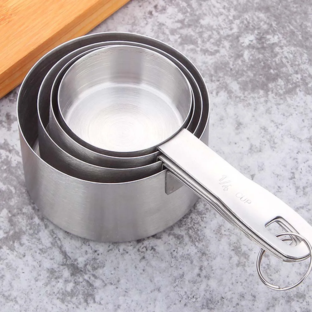 4 шт. мерные чашки из нержавеющей стали с короткой ручкой ложки для выпечки еды 60