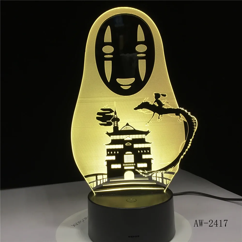 Miyazaki Hayao аниме 3D Светодиодная лампа без лица человек экшн фигурки украшения куклы