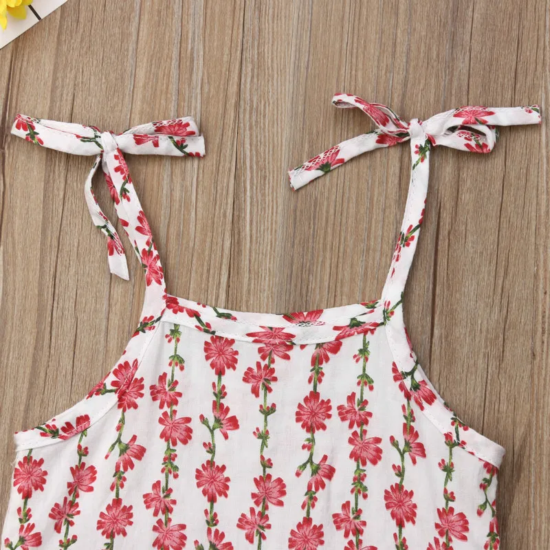 Toddler Kids Baby Bibs Girls Children Clothing Set Cotton Floral Colorful Cute T-shirt Tops+ Solid Red Shorts Outfits 2PCS | Детская
