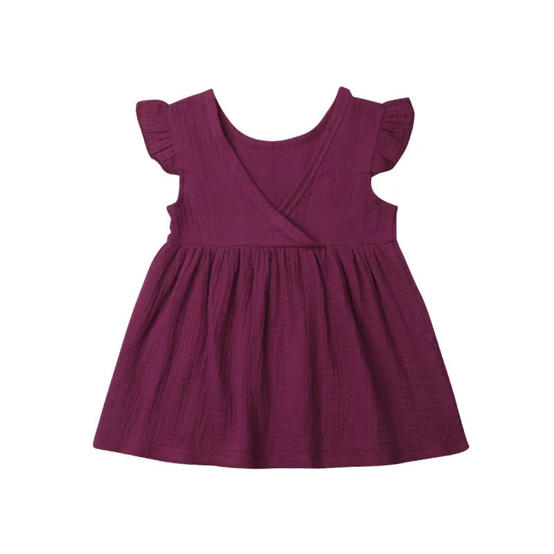 Fashion Toddler Kids Baby Girl Casual Dress Sleeveless Solid Color Party Sundress O-Neck Family Clothes Cotton Hot Sale | Детская одежда