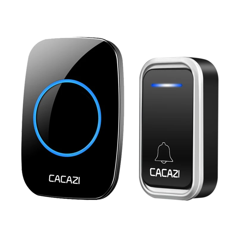 Cacazi Smart Wireless Doorbell Waterproof Remote 300M Led Intelligent Battery Button Calling Door Bell 38 Chime 3 Volume | Безопасность