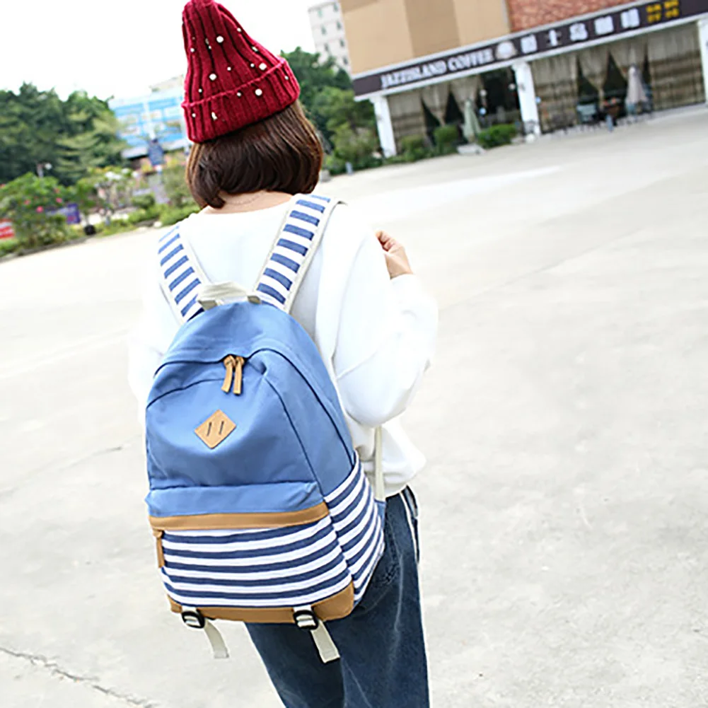2019 женские сумки модная полосатая холщовая Повседневная сумка рюкзак ранец для