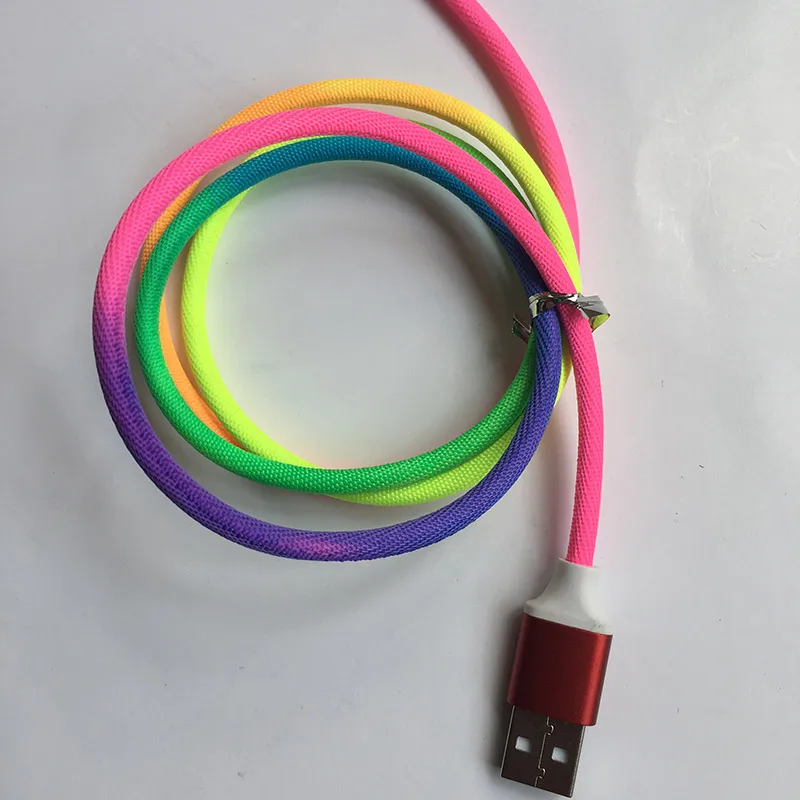 KKREFF 1 м Радужный тканевый плетеный провод Micro USB кабель для Nokia Xiaomi Redmi Note 5 Pro Honor 8