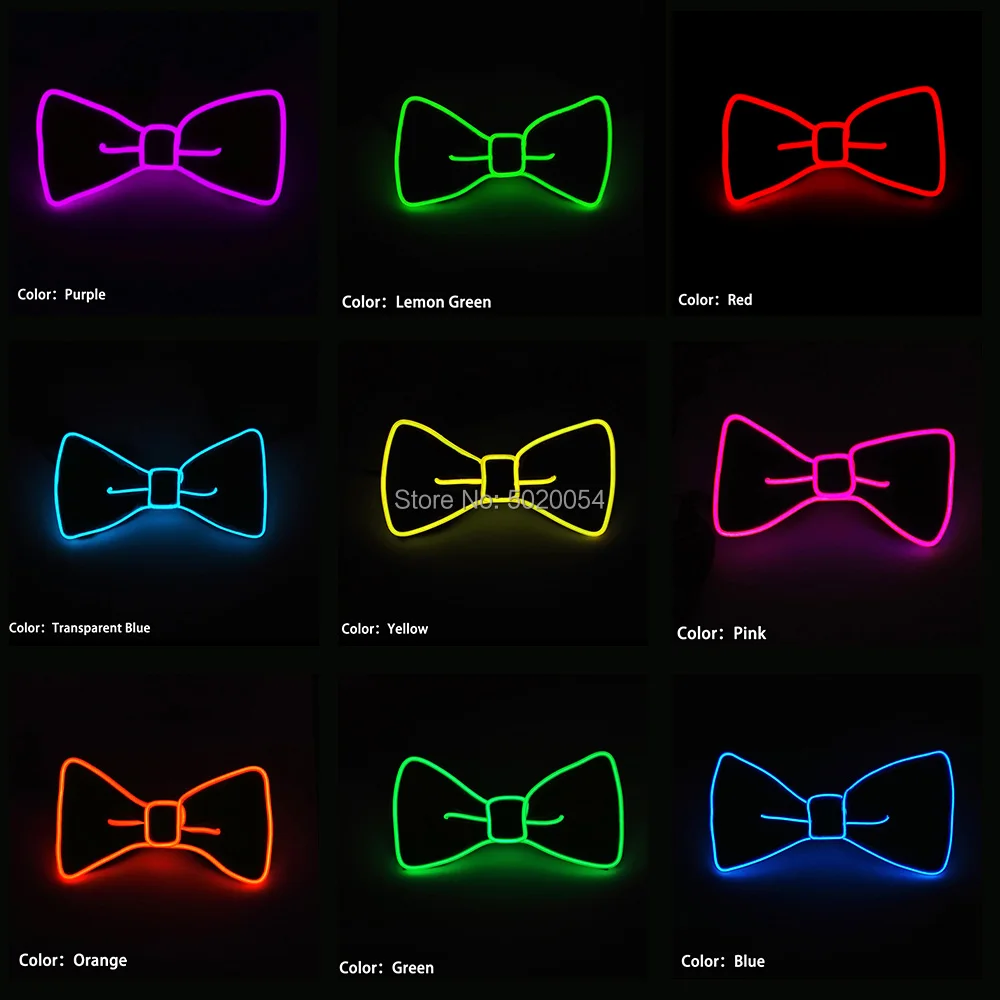 

GZYUCHAO EL 10 Colors Optional EL Light Up Self tie Bow ties Men Glowing Bow Ties Festival Halloween Luminous Necktie New