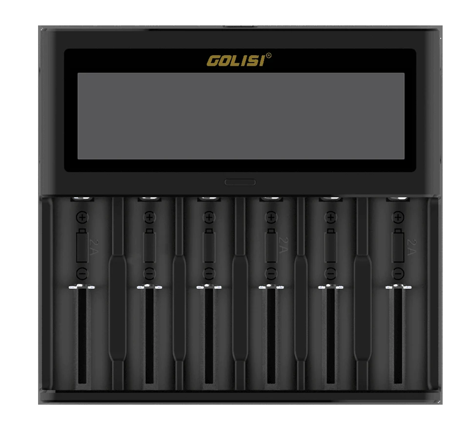 1 шт. GOLISI S6 2A Быстрая зарядка шесть слотов Li Ion 18650 21700 26650/Ni mh/Ni cd/aaa/aa AC 110 240 В 50/60 Гц DC 12