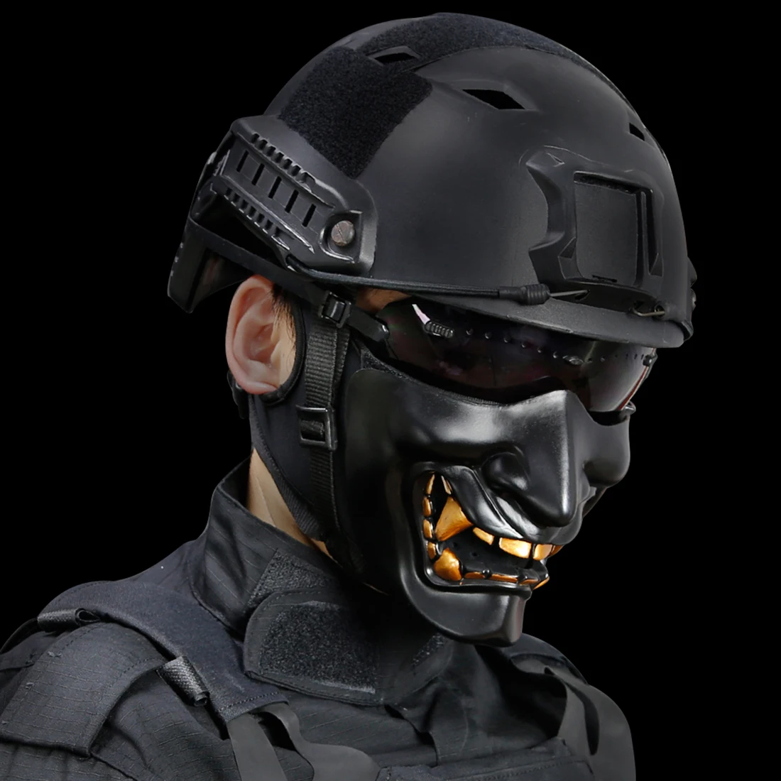 WST Battleground Devil Pattern Tactical Half Face Protective Mask for Outdoor Airsoft Halloween Cosplay Paintball Safety Items | Спорт и