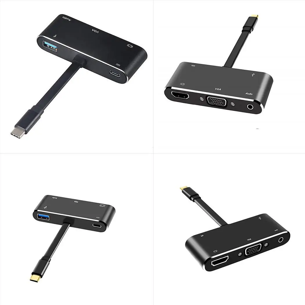 Портативный 5 в 1 USB C к HDMI адаптер 4 type HDMI/VGA/аудио/USB 3 0 порт + (PD) конвертер для