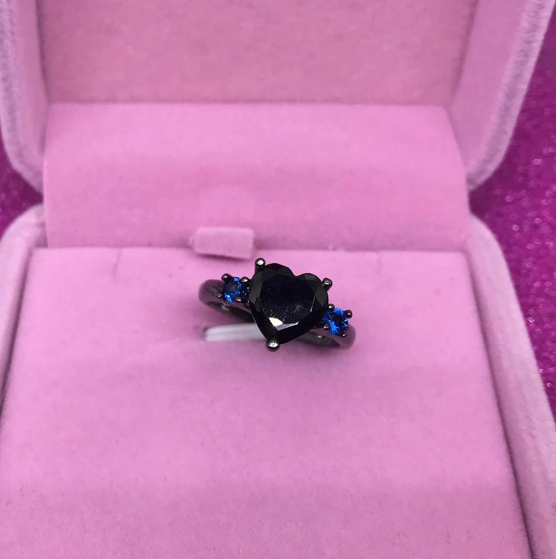 Fashion Exquisite Black Onyx Stone Heart Ring For Women Party Wedding Gold Gift Costume jewelry Accessoires | Украшения и