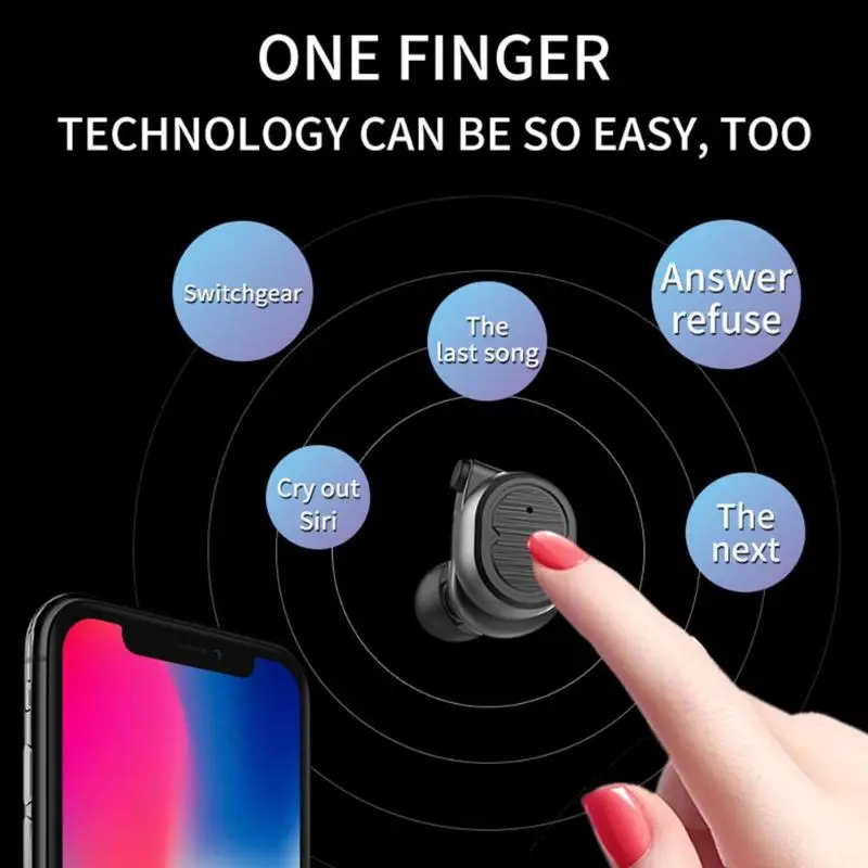 Мини TWS8 Беспроводной наушники Bluetooth V5.0 спортивные сенсорный наушники-вкладыши |