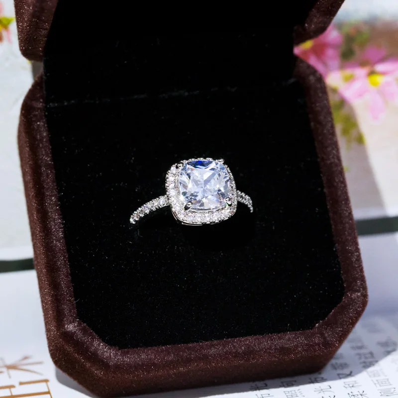 Huitan New Engagement Ring Classic Jewelry Design Bright Square CZ Sweet Romantic Wedding Rings for Women Party Accessories | Украшения и