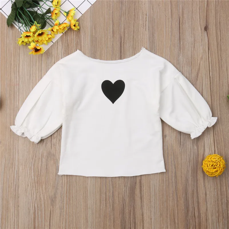 1-5Y Kids Children Girls T-shirt Autumn heart print Long Sleeve cotton Outfit Tee Tops for teenager baby girl Clothes t shirt | Детская
