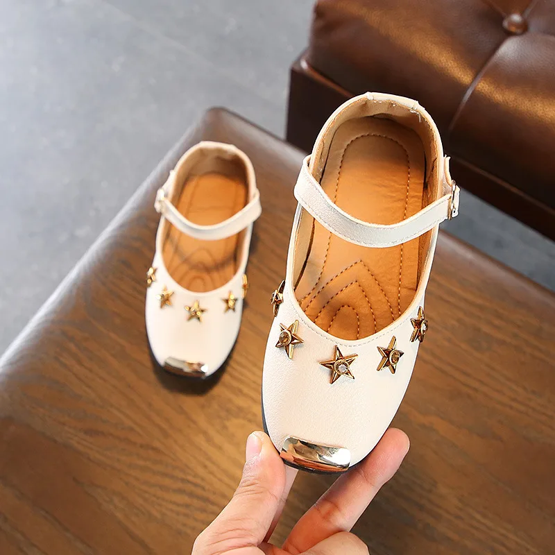 Детская кожаная школьная обувь для девочек демисезонные Туфли Мэри Джейн с пятью