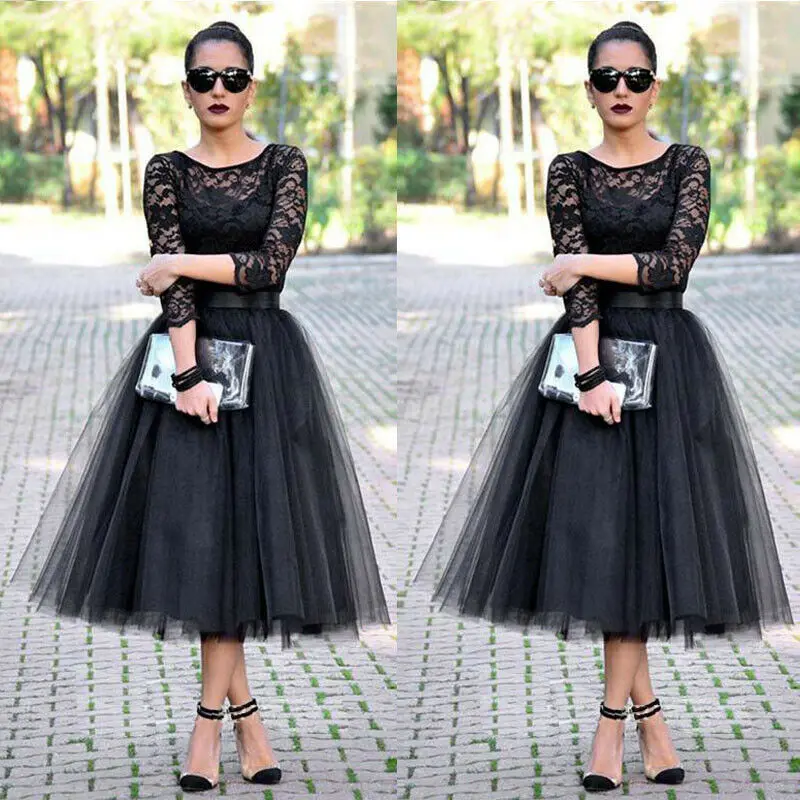 

2019 Women mesh sheer skirts Summer Elastic high waist Wedding Bridesmaid Casual Ball Gown Skirts Princess Lady Clothes Black
