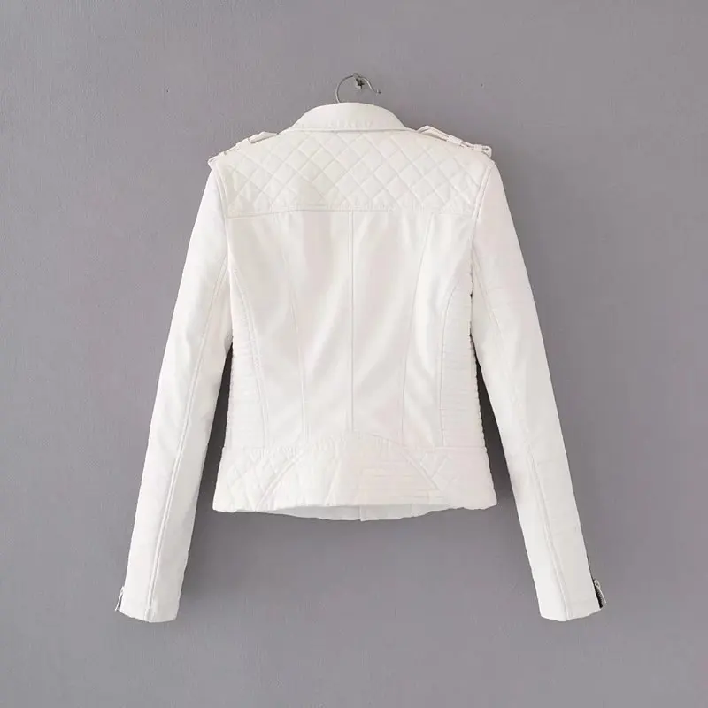 

Women Spring 2019 Faux Leather Coat Girls Motorcycle Jacket Crop Zipper Biker Jacket Slim Solid Outerwear Female Clothes Black