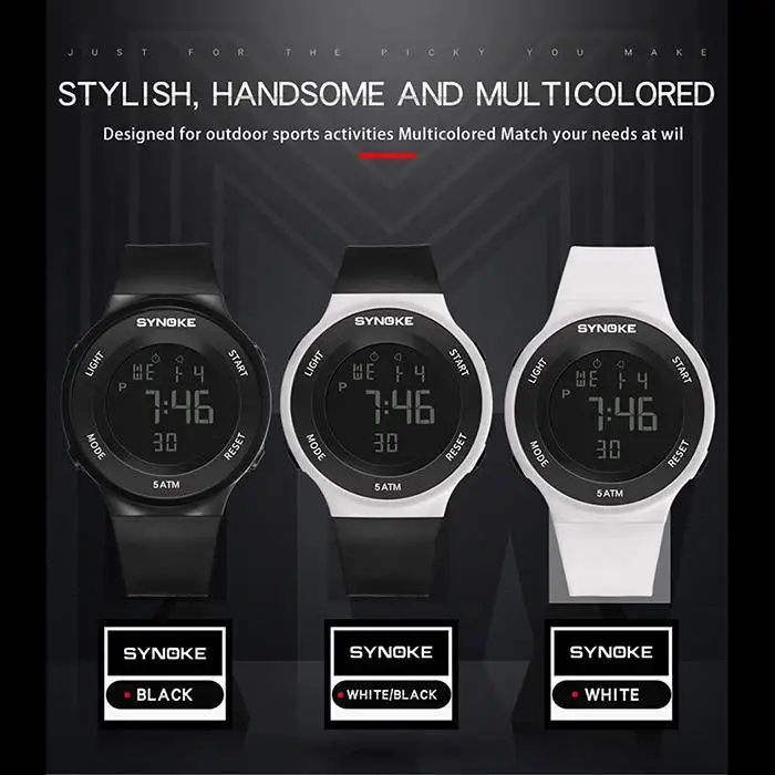 Светящиеся часы для мужчин Multi function большой экран дисплей сигнализации 44 6 мм