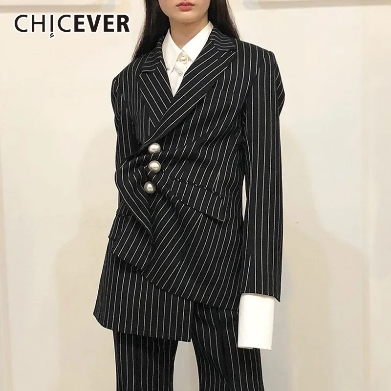 CHICEVER полосатый Блейзер женские куртки для женщин пальто с длинным рукавом